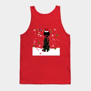 Black Christmas lab doggy with Christmas pattern Tank Top